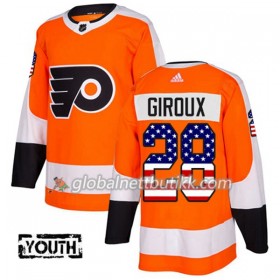 Philadelphia Flyers Hockeydrakt Claude Giroux 28 2017-2018 USA Flag Fashion Orange Adidas Authentic - Barn